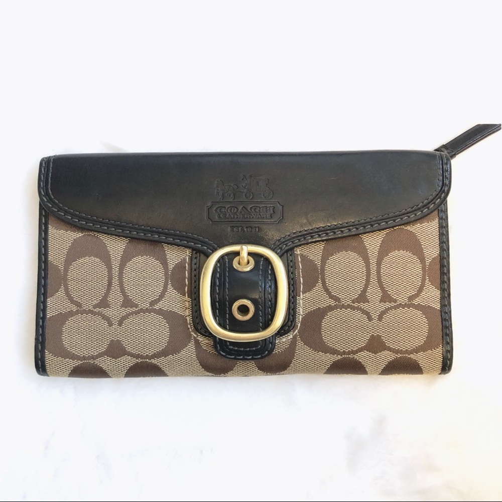 Coach Brown Signature Buckle long wallet